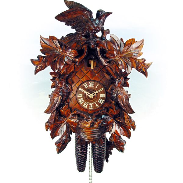 Cuckoo Clock Hagen , August Schwer: 6-leaves, 3-bird, nest